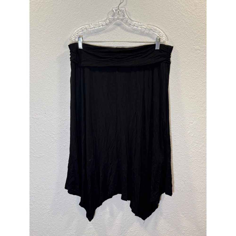 DJT Womens 2XL Hanky Hem Asymmetric Skirt Slinky Black Goth Fairycore Romantic